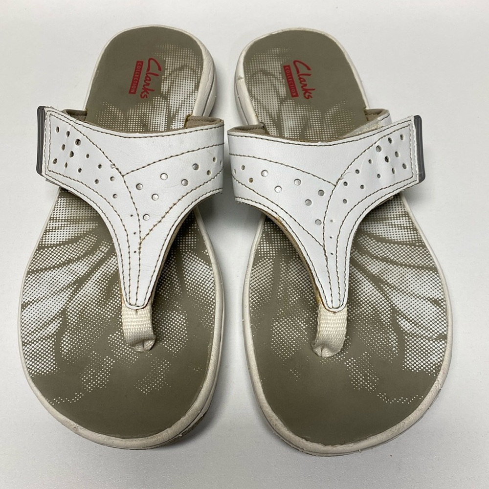 Clarks Brinkley Star White Slip On Thong Or Flip Flops